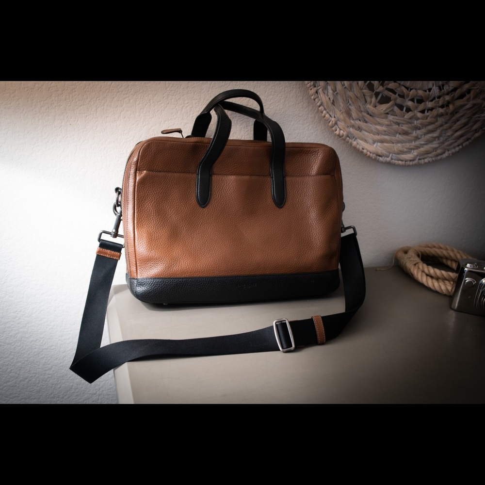 COACH LEATHER MEN BRIEFCASE - BROWN